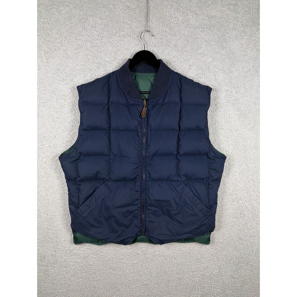 Vintage Eddie Bauer Reversible Goose Down Quilted Puffer Full Zip Vest Jacket XL